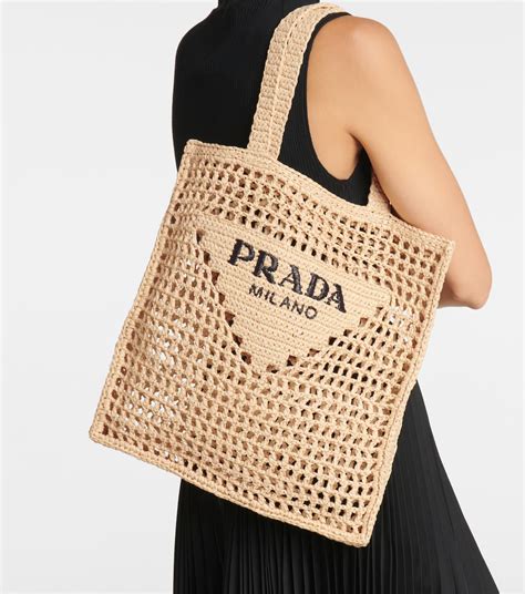 prada raffia tote beige|Prada raffia tote small.